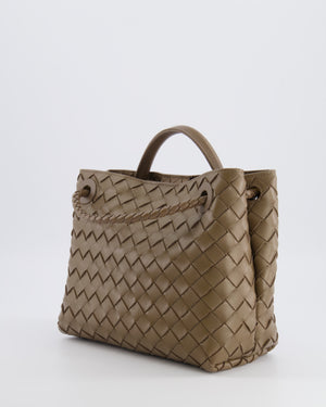 Bottega Veneta Small Andiamo Bag in Taupe Intrecciato Leather with Gold Hardware