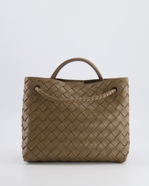 Bottega Veneta Small Andiamo Bag in Taupe Intrecciato Leather with Gold Hardware