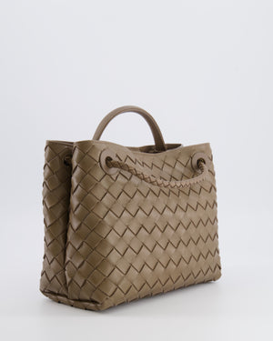 Bottega Veneta Small Andiamo Bag in Taupe Intrecciato Leather with Gold Hardware