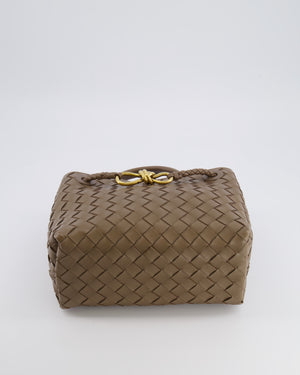 Bottega Veneta Small Andiamo Bag in Taupe Intrecciato Leather with Gold Hardware