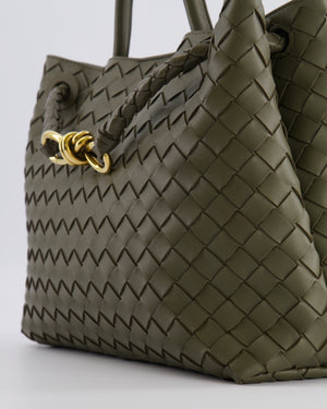 Bottega Veneta Medium Andiamo Bag in Khaki Intrecciato Leather with Gold Hardware RRP £4,250