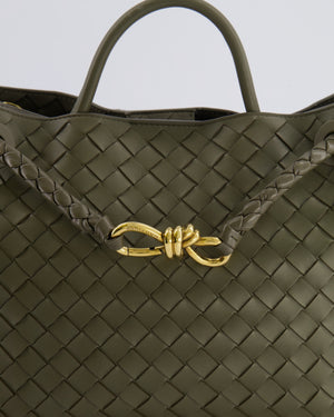 Bottega Veneta Medium Andiamo Bag in Khaki Intrecciato Leather with Gold Hardware RRP £4,250
