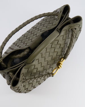 Bottega Veneta Medium Andiamo Bag in Khaki Intrecciato Leather with Gold Hardware RRP £4,250