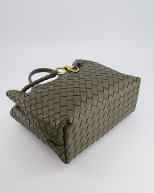Bottega Veneta Medium Andiamo Bag in Khaki Intrecciato Leather with Gold Hardware RRP £4,250