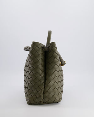 Bottega Veneta Medium Andiamo Bag in Khaki Intrecciato Leather with Gold Hardware RRP £4,250