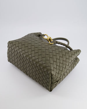 Bottega Veneta Medium Andiamo Bag in Khaki Intrecciato Leather with Gold Hardware RRP £4,250