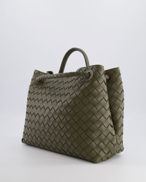 Bottega Veneta Medium Andiamo Bag in Khaki Intrecciato Leather with Gold Hardware RRP £4,250