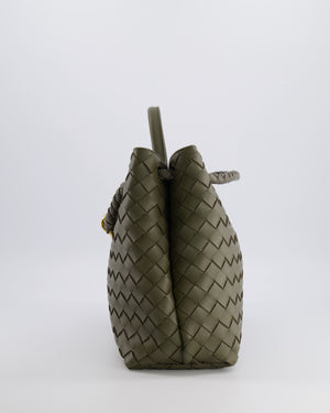 Bottega Veneta Medium Andiamo Bag in Khaki Intrecciato Leather with Gold Hardware RRP £4,250