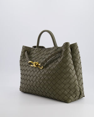 Bottega Veneta Medium Andiamo Bag in Khaki Intrecciato Leather with Gold Hardware RRP £4,250