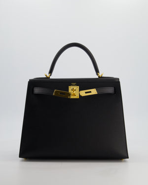 *HOT* Hermès Kelly 28 Sellier Bag in Noir Epsom Leather with Gold Hardware