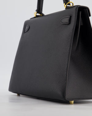 *HOT* Hermès Kelly 28 Sellier Bag in Noir Epsom Leather with Gold Hardware