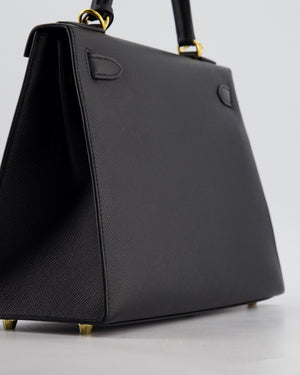 *HOT* Hermès Kelly 28 Sellier Bag in Noir Epsom Leather with Gold Hardware