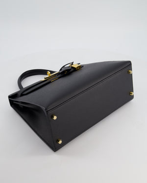 *HOT* Hermès Kelly 28 Sellier Bag in Noir Epsom Leather with Gold Hardware