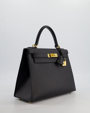 *HOT* Hermès Kelly 28 Sellier Bag in Noir Epsom Leather with Gold Hardware