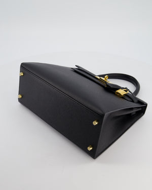 *HOT* Hermès Kelly 28 Sellier Bag in Noir Epsom Leather with Gold Hardware