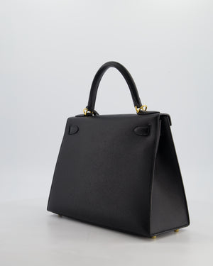 *HOT* Hermès Kelly 28 Sellier Bag in Noir Epsom Leather with Gold Hardware