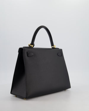 *HOT* Hermès Kelly 28 Sellier Bag in Noir Epsom Leather with Gold Hardware