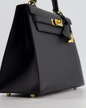*HOT* Hermès Kelly 28 Sellier Bag in Noir Epsom Leather with Gold Hardware