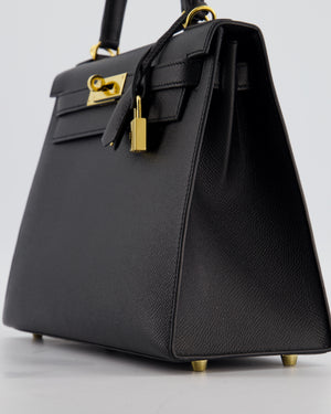 *HOT* Hermès Kelly 28 Sellier Bag in Noir Epsom Leather with Gold Hardware