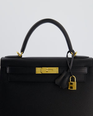 *HOT* Hermès Kelly 28 Sellier Bag in Noir Epsom Leather with Gold Hardware