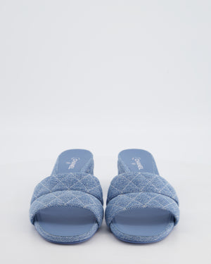 Chanel Blue Denim Mules with CC Logo Detail Size EU 40.5C