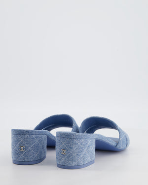 Chanel Blue Denim Mules with CC Logo Detail Size EU 40.5C