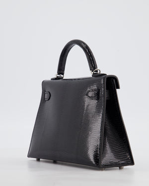 *SUPER RARE* Hermès Mini Kelly II 20 Bag in Noir Lizard Leather with Palladium Hardware
