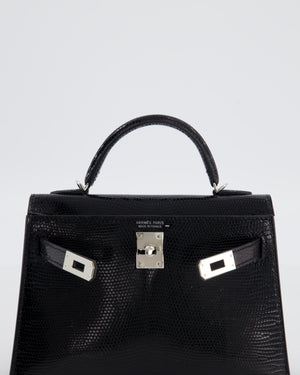 *SUPER RARE* Hermès Mini Kelly II 20 Bag in Noir Lizard Leather with Palladium Hardware