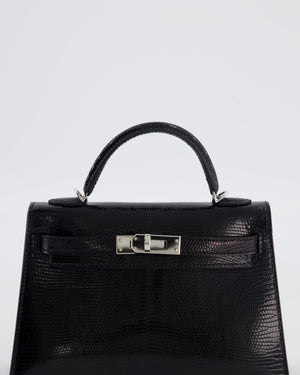 *SUPER RARE* Hermès Mini Kelly II 20 Bag in Noir Lizard Leather with Palladium Hardware