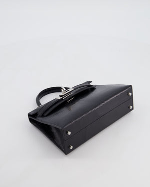 *SUPER RARE* Hermès Mini Kelly II 20 Bag in Noir Lizard Leather with Palladium Hardware