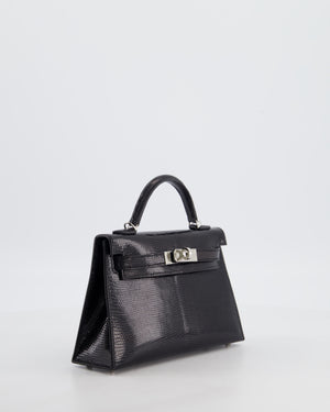 *SUPER RARE* Hermès Mini Kelly II 20 Bag in Noir Lizard Leather with Palladium Hardware