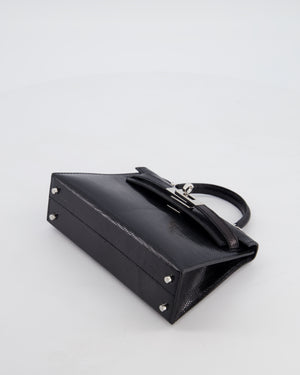 *SUPER RARE* Hermès Mini Kelly II 20 Bag in Noir Lizard Leather with Palladium Hardware