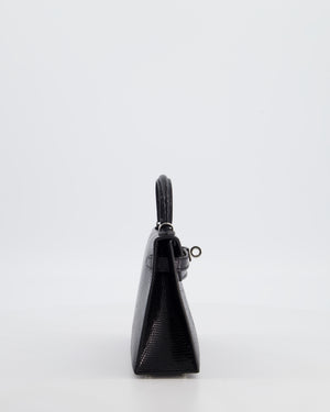 *SUPER RARE* Hermès Mini Kelly II 20 Bag in Noir Lizard Leather with Palladium Hardware