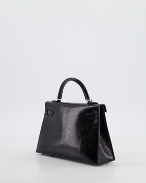 *SUPER RARE* Hermès Mini Kelly II 20 Bag in Noir Lizard Leather with Palladium Hardware