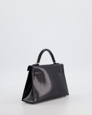 *SUPER RARE* Hermès Mini Kelly II 20 Bag in Noir Lizard Leather with Palladium Hardware