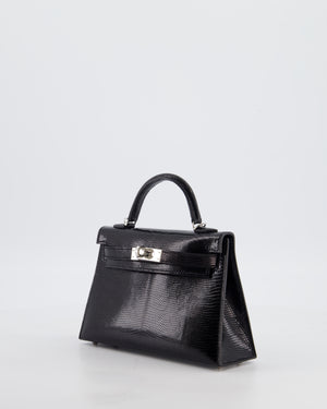 *SUPER RARE* Hermès Mini Kelly II 20 Bag in Noir Lizard Leather with Palladium Hardware