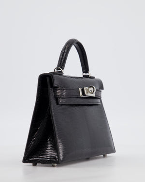 *SUPER RARE* Hermès Mini Kelly II 20 Bag in Noir Lizard Leather with Palladium Hardware