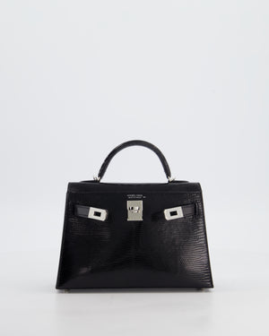 *SUPER RARE* Hermès Mini Kelly II 20 Bag in Noir Lizard Leather with Palladium Hardware