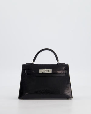 *SUPER RARE* Hermès Mini Kelly II 20 Bag in Noir Lizard Leather with Palladium Hardware