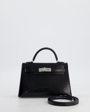 *SUPER RARE* Hermès Mini Kelly II 20 Bag in Noir Lizard Leather with Palladium Hardware