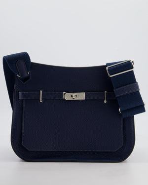 Hermès Jypsiere 28 Bag in Bleu Agate Clemence Leather with Palladium Hardware