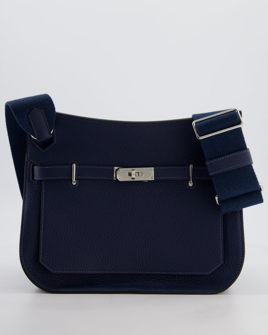 Hermès Jypsiere 28 Bag in Bleu Agate Clemence Leather with Palladium Hardware