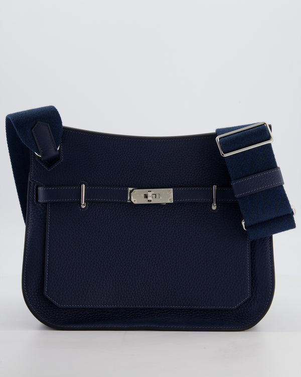 Hermès Jypsiere 28 Bag in Bleu Agate Clemence Leather with Palladium Hardware