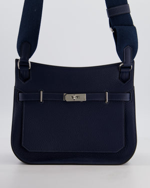 Hermès Jypsiere 28 Bag in Bleu Agate Clemence Leather with Palladium Hardware