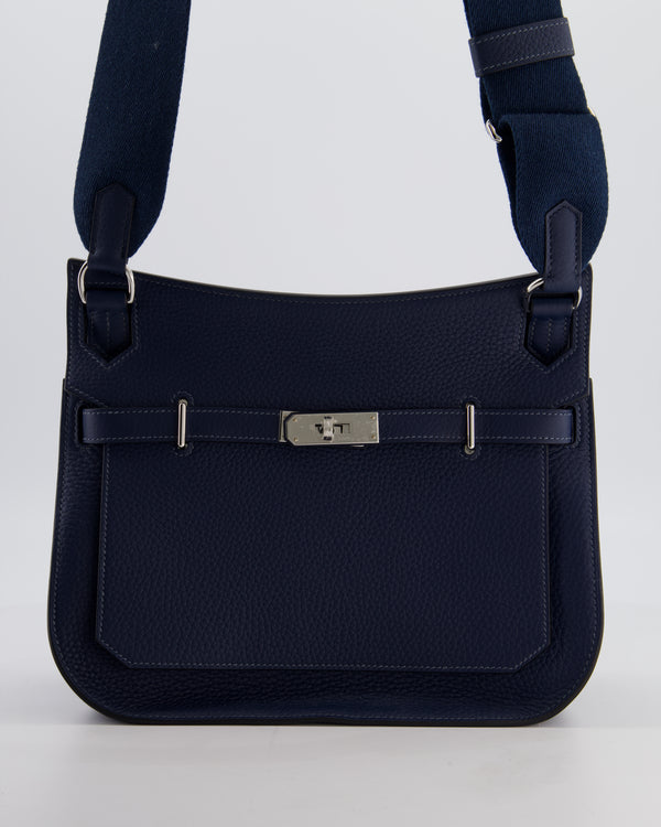 Hermès Jypsiere 28 Bag in Bleu Agate Clemence Leather with Palladium Hardware