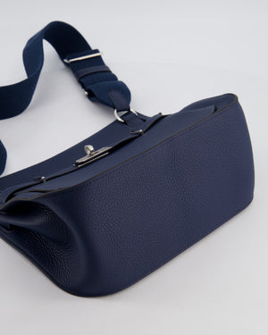 Hermès Jypsiere 28 Bag in Bleu Agate Clemence Leather with Palladium Hardware