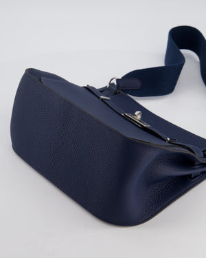 Hermès Jypsiere 28 Bag in Bleu Agate Clemence Leather with Palladium Hardware