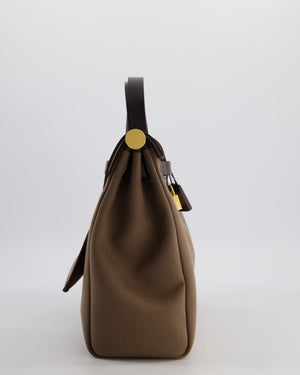 Hermès Herbag 31 Zip Bag in Etoupe Toile Canvas, Fauve Vache Hunter Leather with Gold Hardware