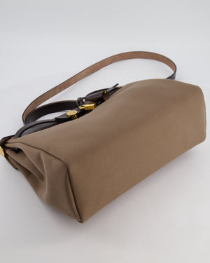 Hermès Herbag 31 Zip Bag in Etoupe Toile Canvas, Fauve Vache Hunter Leather with Gold Hardware