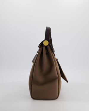 Hermès Herbag 31 Zip Bag in Etoupe Toile Canvas, Fauve Vache Hunter Leather with Gold Hardware